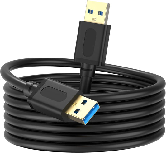 USB 3.0 Male to Male Cable 6Ft,Usb to USB Cable with Gold-Plated Connector for Hard Drive Enclosures, DVD Player, Laptop Cooler (6Ft/1.8M)